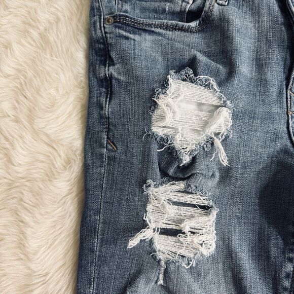 Express Ankle Legging Mid Rise Jeans 4 (28x26.5) Blue Distressed Stretch Womens - Picture 8 of 10